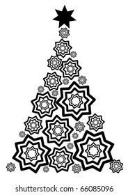 abstract christmas tree made from snowflakes