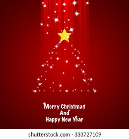 Abstract Christmas Tree, Merry Christmas And Happy New Year Background. Vector Illustration