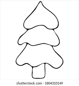 abstract christmas tree for christmas and new year, cute winter doodles, coloring book, doodle style vector element