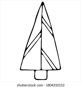 abstract christmas tree for christmas and new year, cute winter doodles, coloring book, doodle style vector element
