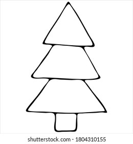 abstract christmas tree for christmas and new year, cute winter doodles, coloring book, doodle style vector element