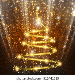 Abstract Christmas tree on the background bokeh