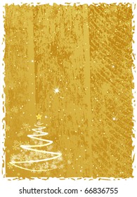 Abstract Christmas tree on the beige splotchy background