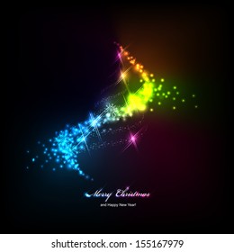 Abstract christmas tree on black background. Vector eps10 illustration