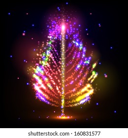Abstract christmas tree on black background. Vector eps10 illustration