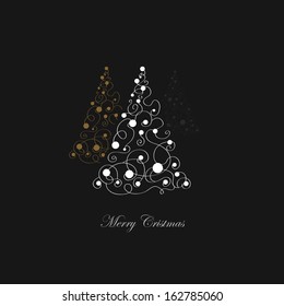 Abstract Christmas tree on the black background