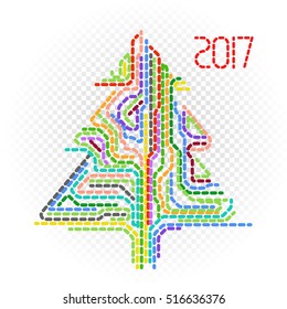 Abstract christmas tree on black illustration