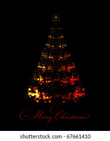 Abstract christmas tree on black background