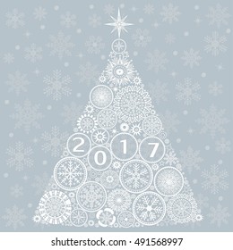 Abstract Christmas tree on blue background