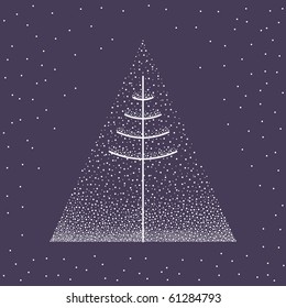 Abstract christmas tree on blue background