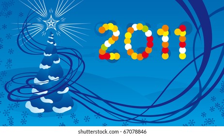 Abstract Christmas tree on the blue background. 2011