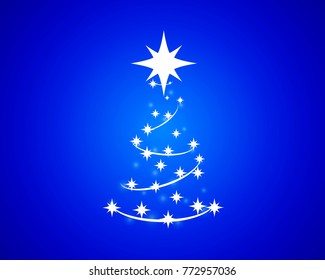 abstract christmas tree on blue background