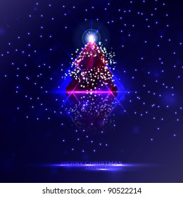 Abstract Christmas tree on the colorful background, vector eps10 illustration