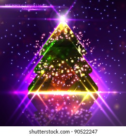 Abstract Christmas tree on the colorful background, vector eps10 illustration