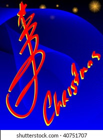 Abstract Christmas tree on a dark blue background