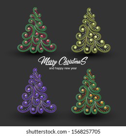  Abstract christmas tree on gray background. Vector illustration.