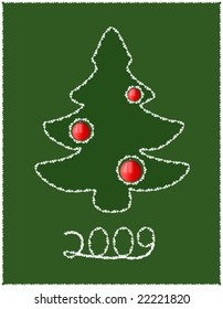 Abstract Christmas tree on the green background. Vector illustration.