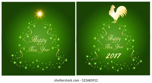Abstract Christmas tree on the green background
