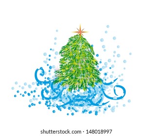 abstract christmas tree on isolated background