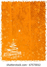 Abstract Christmas tree on the orange splotchy background
