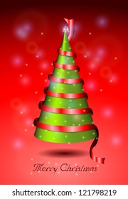Abstract Christmas tree on red background eps10