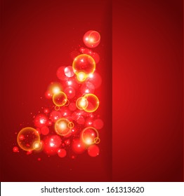 Abstract Christmas tree on red  background vector
