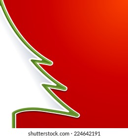 Abstract Christmas tree on red background