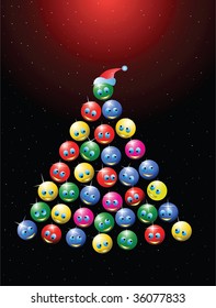 Abstract christmas tree on red background