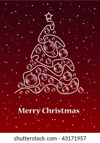 abstract christmas tree on the red