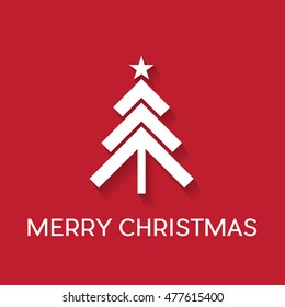 Abstract christmas tree on red background