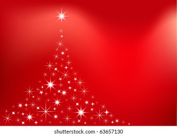 Abstract Christmas tree on red background