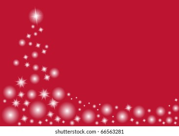 abstract christmas tree on red background. Christmas postcard.  Vector illustration