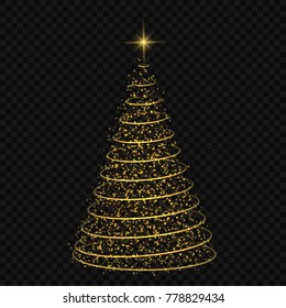 Abstract Christmas tree on transparent background. symbol of Happy New Year