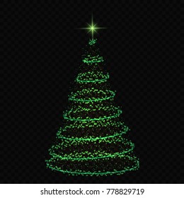 Abstract Christmas tree on transparent background. symbol of Happy New Year