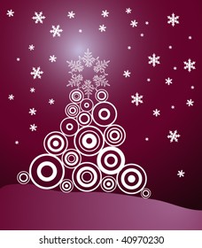 Abstract christmas tree on violet background