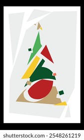 ABSTRACT CHRISTMAS TREE ON WHITE BACKGROUND - GEOMETRIC COMPOSITION