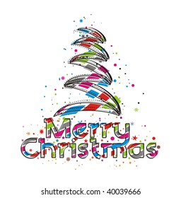 Abstract christmas tree on white background, vector illustration for xmas