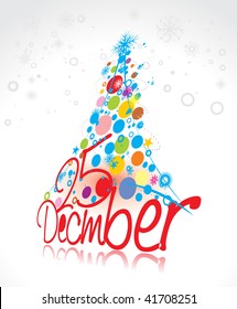 Abstract christmas tree on white background, vector illustration for xmas