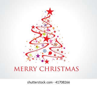 Abstract christmas tree on white background, vector illustration for xmas