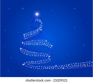 abstract christmas tree over blue