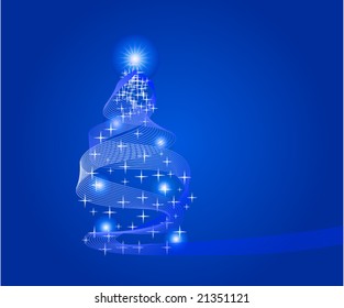abstract christmas tree over blue