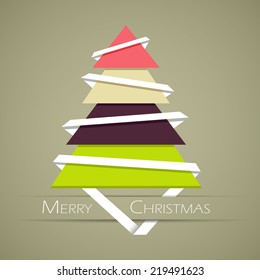 Abstract Christmas tree of paper, Christmas greeting card