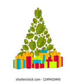 Abstract christmas tree with presents. Vector illustration design