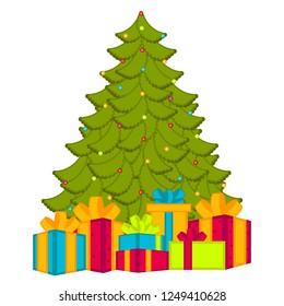 Abstract christmas tree with presents. Vector illustration design