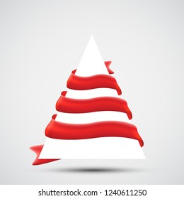 Abstract Christmas Tree with Red Ribbons