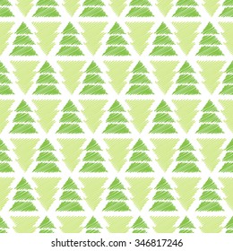 Abstract christmas tree seamless pattern background. New year backdrop decoration - simple style.