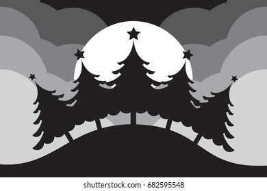 Abstract christmas tree with silhouette vector for background illustration.