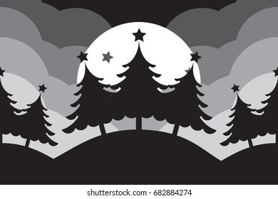 Abstract christmas tree with silhouette vector for background illustration.