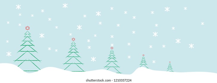 abstract christmas tree and snowflakes, chistmas decoration or web banner for x mas. Vector illustration