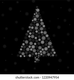 Abstract Christmas tree of snowflakes. Vector illustration. Eps 10